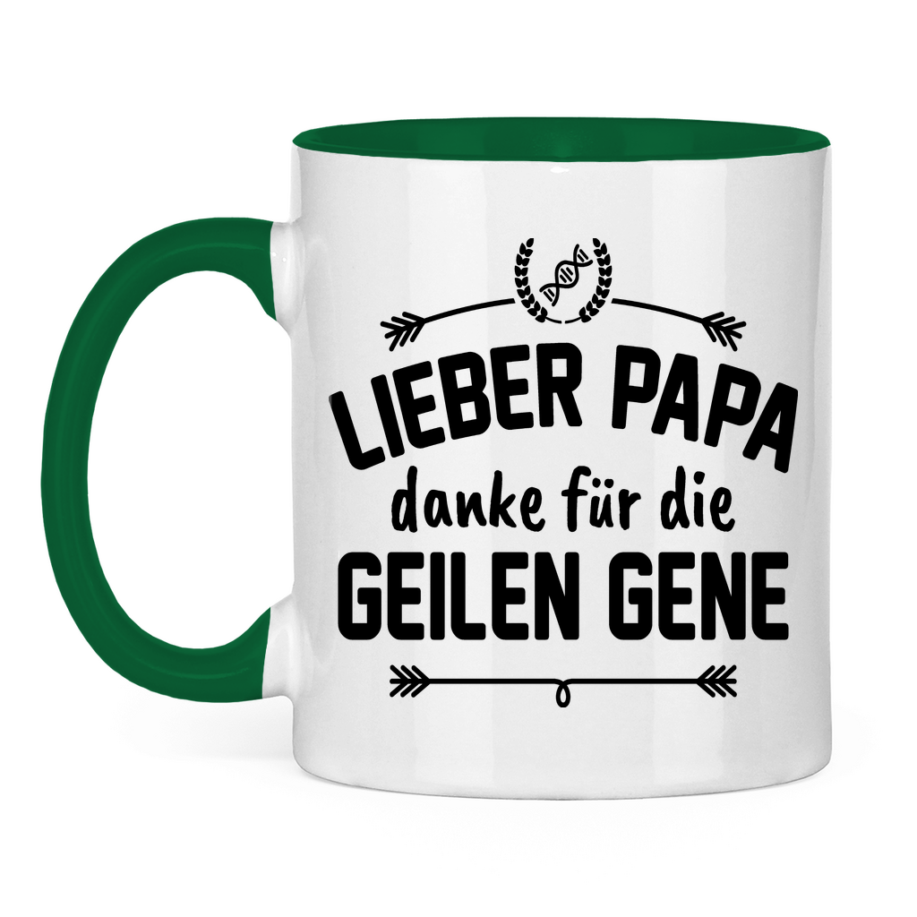 Lieber Papa danke für die geilen Gene - Tasse zweifarbig Green