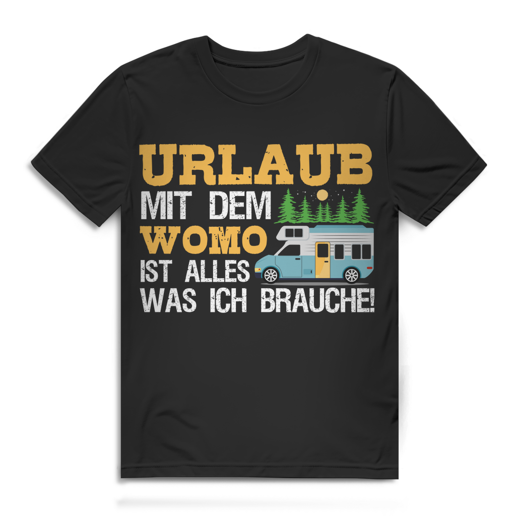 Camping Shirt Urlaub mit dem Womo alles was ich brauche Wohnmobil Spruch Herren Black
