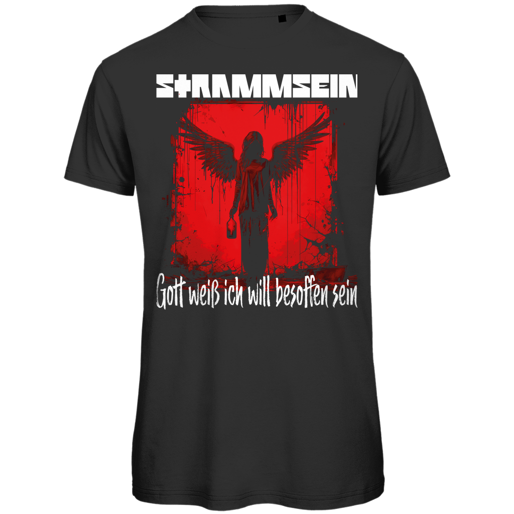 Strammsein Gott weiß ich will besoffen sein - Herren Premium Bio T-Shirt Black