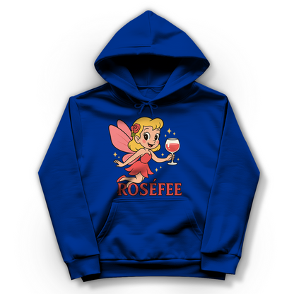 Damen Hoodie ROSÉFEE – Rosé Wein Fee Motiv kuscheliger Kapuzenpullover Royal Blue