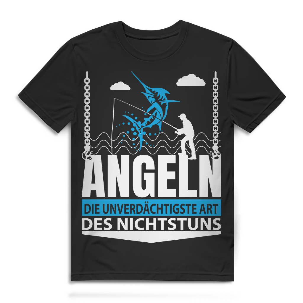 Herren T-Shirt Angeln die unverdächtigste Art des Nichtstuns Black