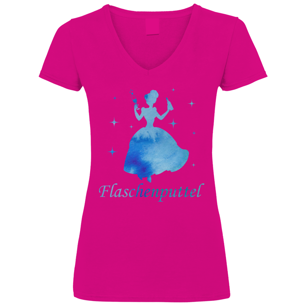 Flaschenputtel - Prinzessin Aquarell - V-Neck Damenshirt