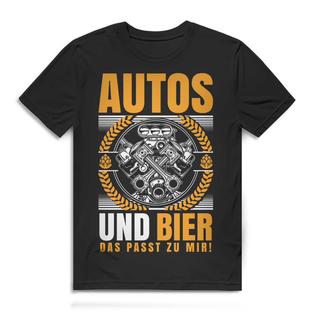 Autos und Bier Shirt Männer – Schrauber Spruch mit Motorblock – Tuning Design