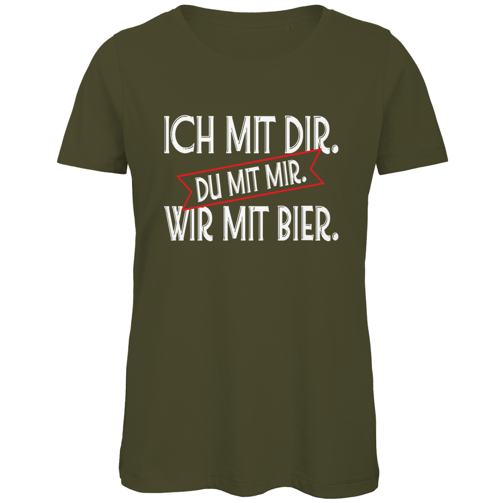 Ich mit dir. Du mit mir. Wir mit Bier. - Damen Premium Bio T-Shirt Khaki