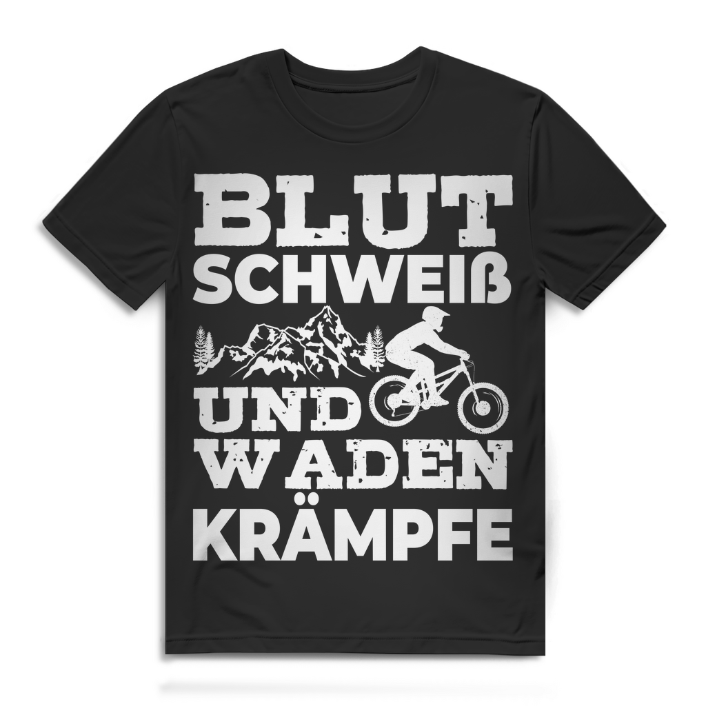 Blut Schweiß und Wadenkrämpfe Shirt Herren Mountainbike Fun Bio T-Shirt Fahrrad Black