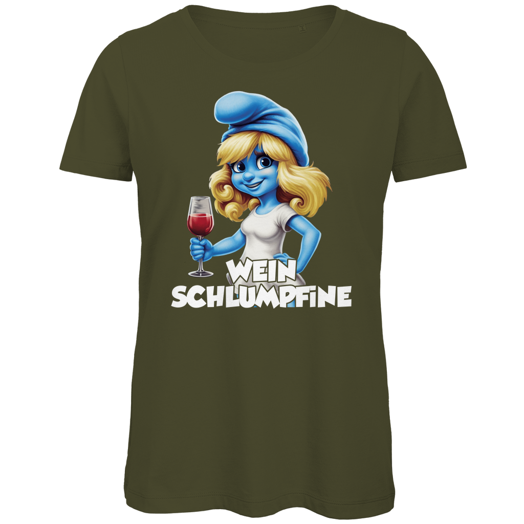 Wein Schlumpfine Grafik - Damen Premium Bio T-Shirt