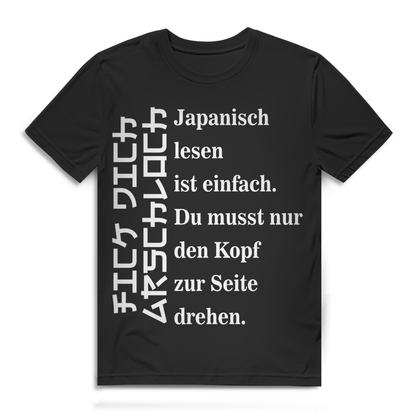 Lustiges Japan Shirt Männer – Japanisch lesen ist einfach Kopf zur Seite drehen