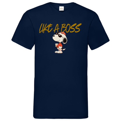 Peanuts Snoopy mit Bier Like a Boss - Herren V-Neck Shirt