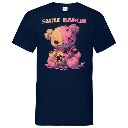 Smile Bärchi - Herren V-Neck Shirt Navy
