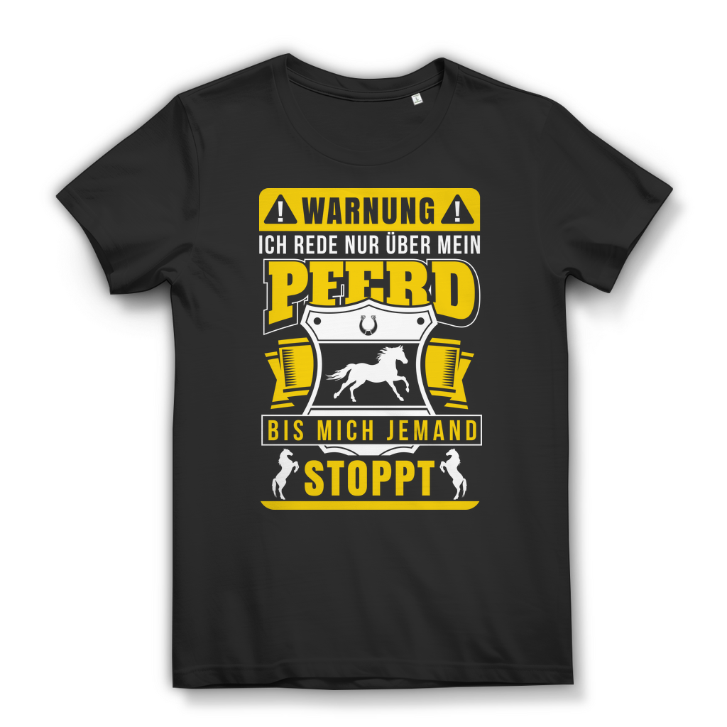 Pferdeliebhaberin T-Shirt Damen – Witziges Shirt mit Warnspruch für Reiterinnen Black