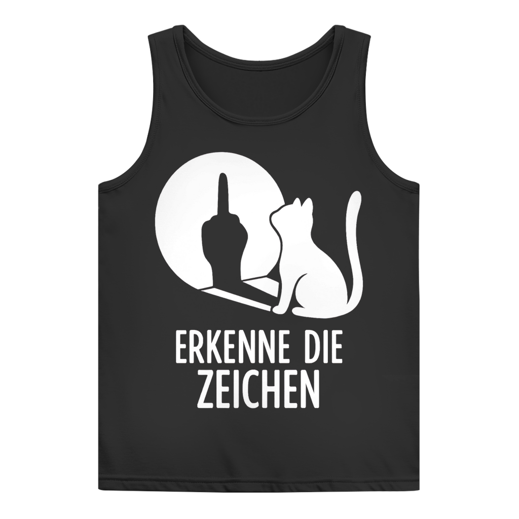 Damen Basic Tank Top Erkenne Die Zeichen Katze Mittelfinger Black