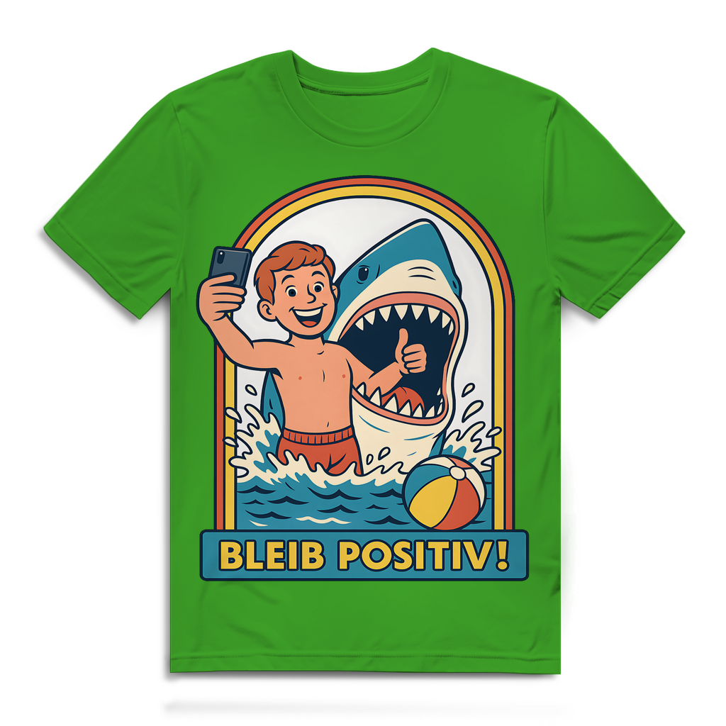 Bleib Positiv Hai Selfie Retro - Herren Premium Bio T-Shirt Real Green