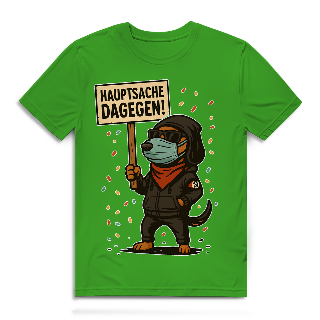 Hauptsache Dagegen Protest Dackel Hunde - Herren Premium Bio T-Shirt Real Green