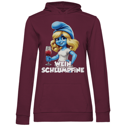Wein Schlumpfine Grafik - Damen Hoodie Wine