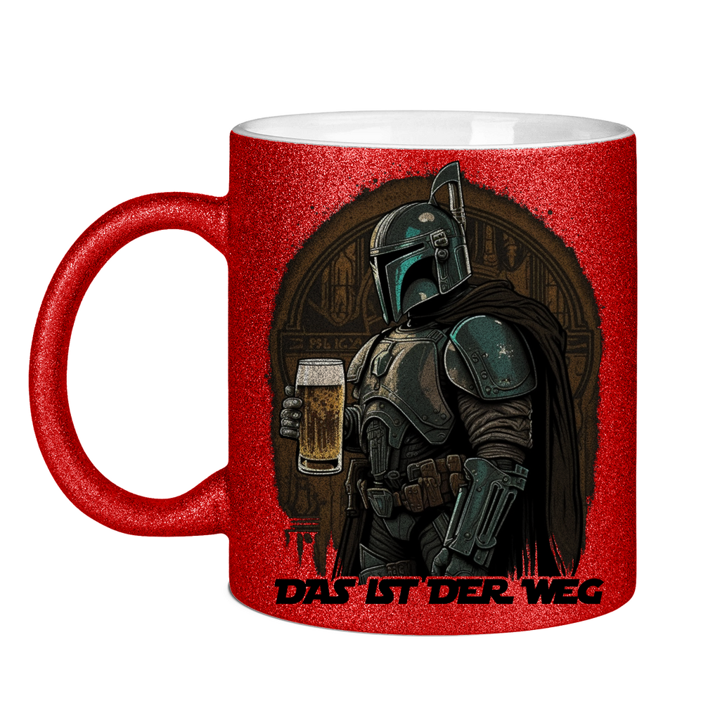 Das ist der Weg Mandalorianer Bier - Glitzertasse Red Glitter