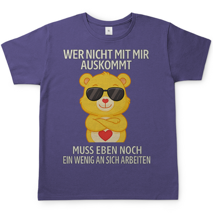 Herren T-Shirt Glücksbärchi Bär – Wer nicht mit mir auskommt Spruch Millennial Lilac