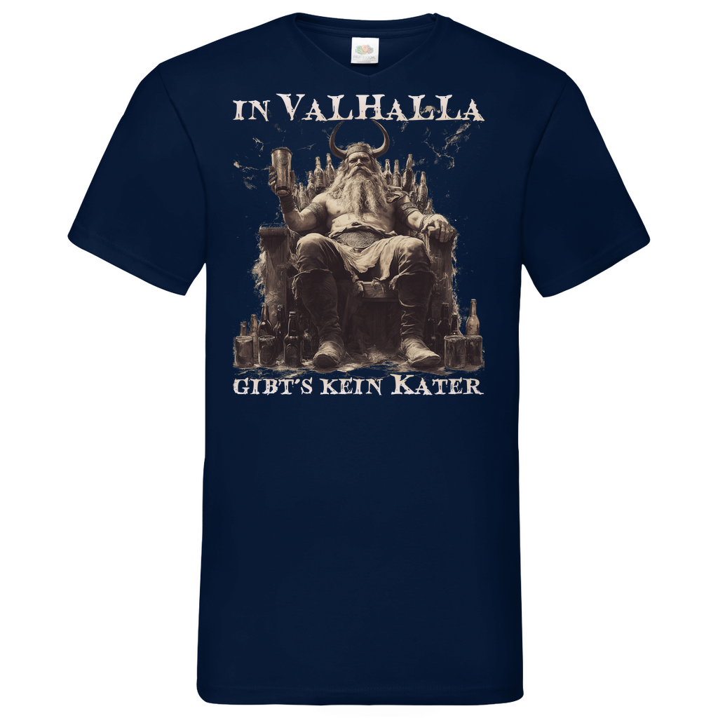 In Valhalla gibt´s kein Kater - Herren V-Neck Shirt Navy