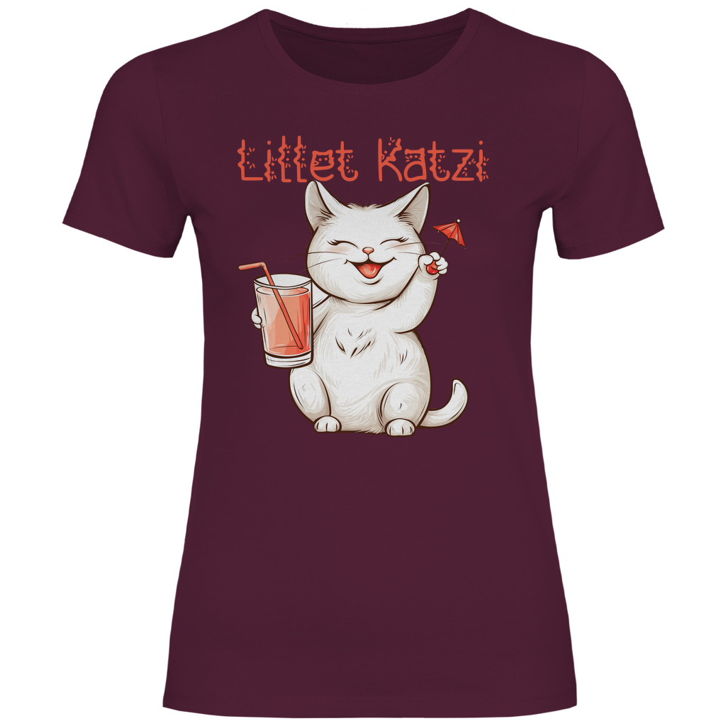 Lillet Katzi Katze - Damenshirt Burgundy