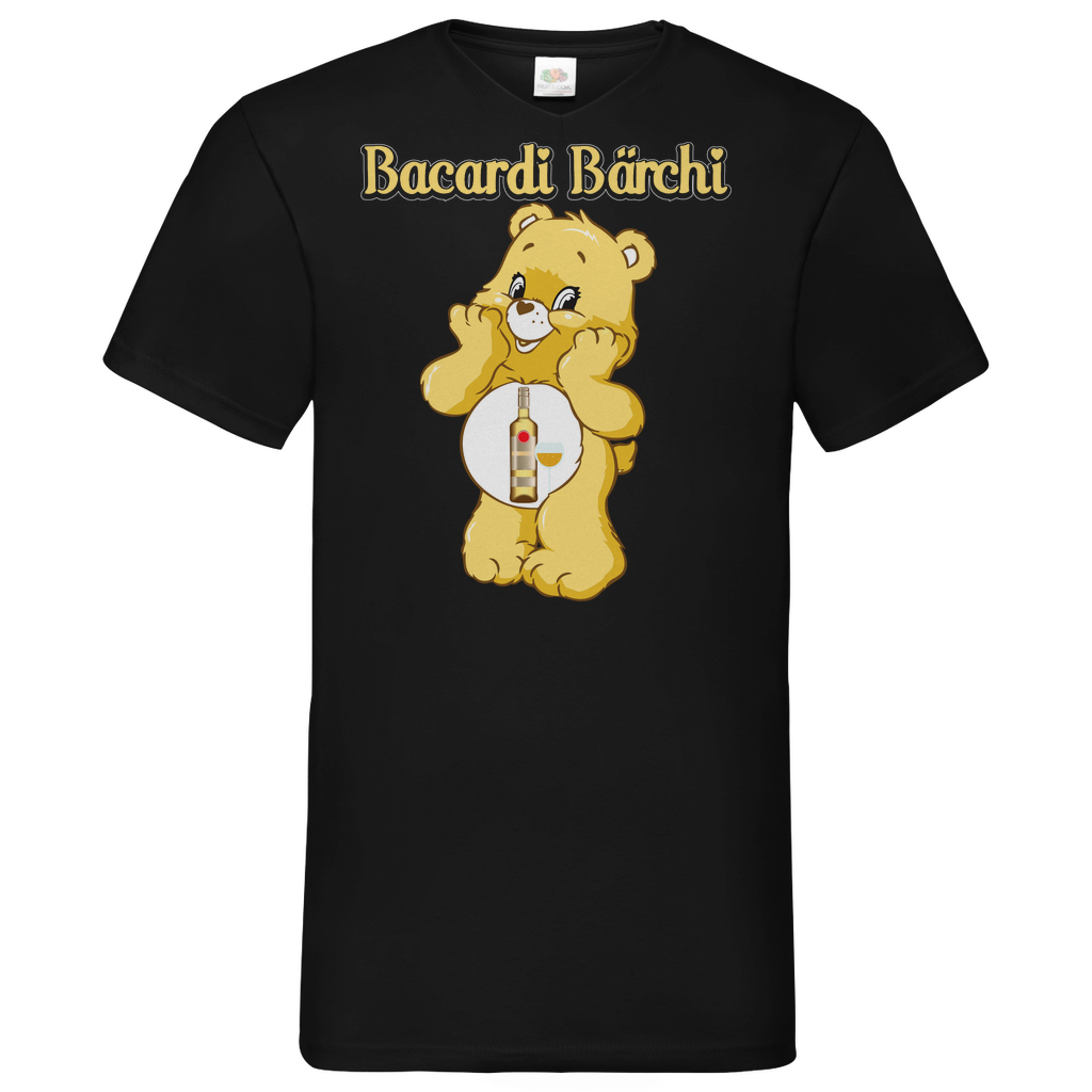 Bacardi Bärchi - Glücksbärchi - Herren V-Neck Shirt Black