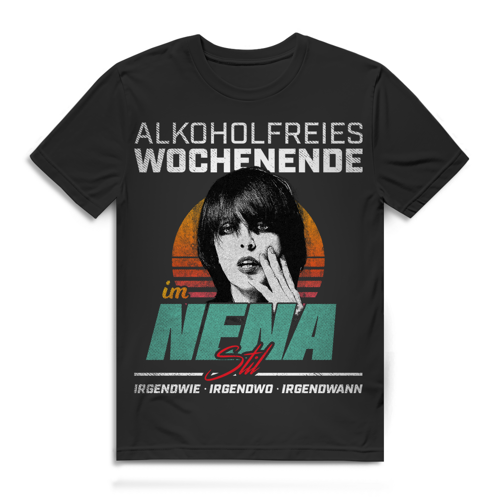 Retro Alkohol Shirt Herren – Alkoholfreies Wochenende Nena Stil Spaß Retro 80er Black