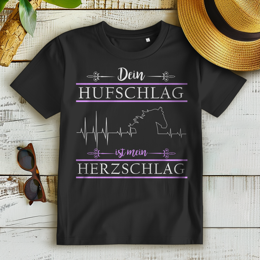 Dein Hufschlag ist mein Herzschlag – Reiterin T-Shirt für Pferde Fans