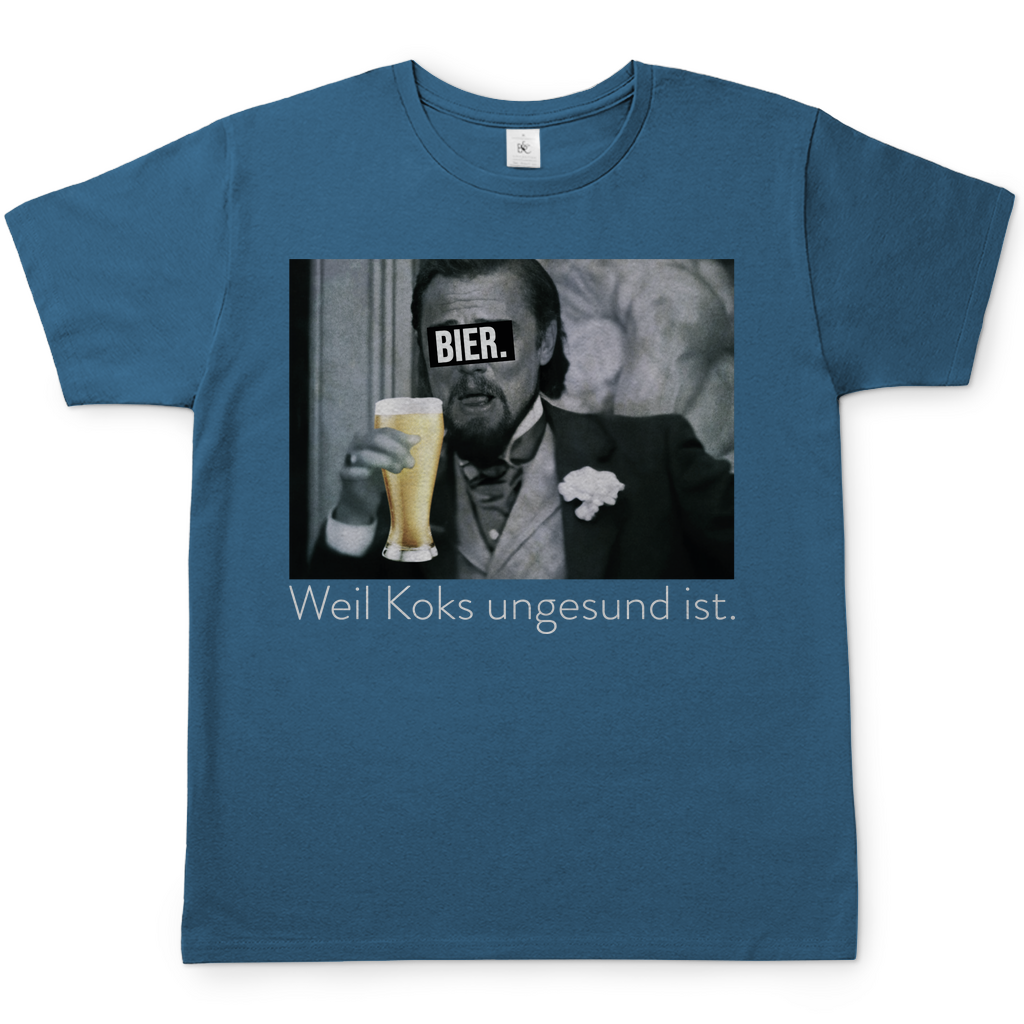 Leonardo DiCaprio - Bier weil Koks ungesund ist - Herren Shirt Stone Blue