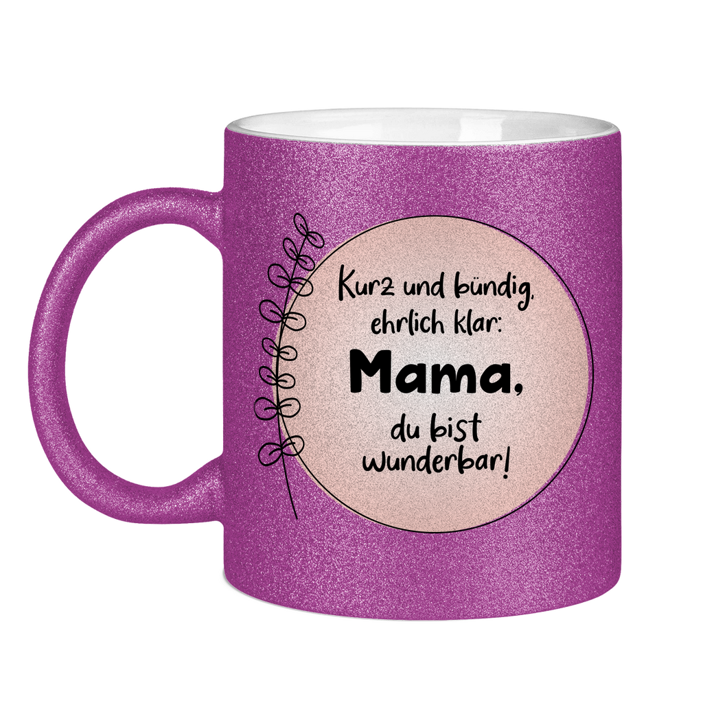 Mama du bist wunderbar! - Glitzertasse Purple Glitter One size
