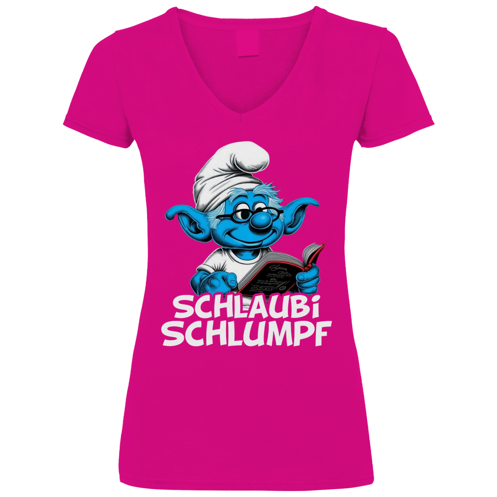 Schlaubi Schlumpf Grafik - V-Neck Damenshirt