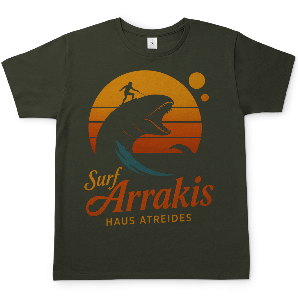 Surf Arrakis Sandwurm Retro Vintage Dune Haus Atreides - Herren T-Shirt Urban Khaki