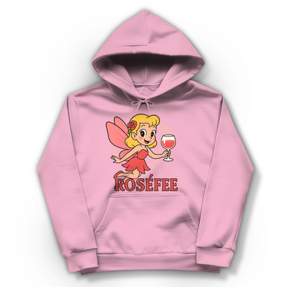 Damen Hoodie ROSÉFEE – Rosé Wein Fee Motiv kuscheliger Kapuzenpullover Baby Pink