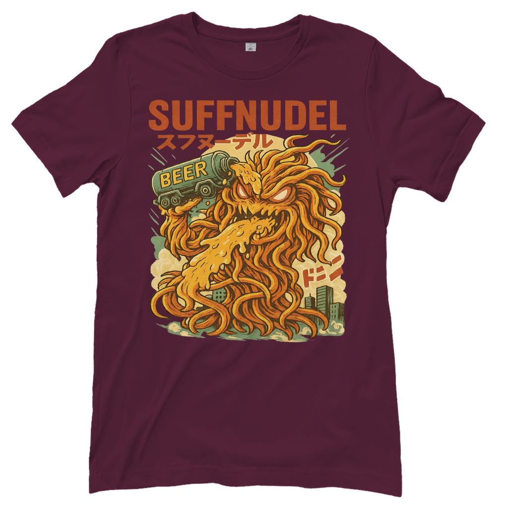 Suffnudel Bier Monster Nudel Kaiju - Damen T-Shirt Burgundy