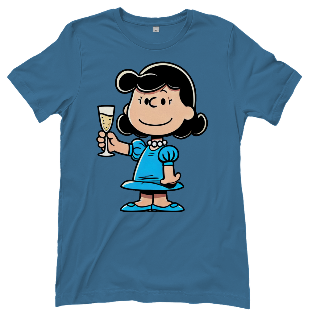 Lucy van Pelt mit Sekt - Die Peanuts - Damenshirt Stone Blue