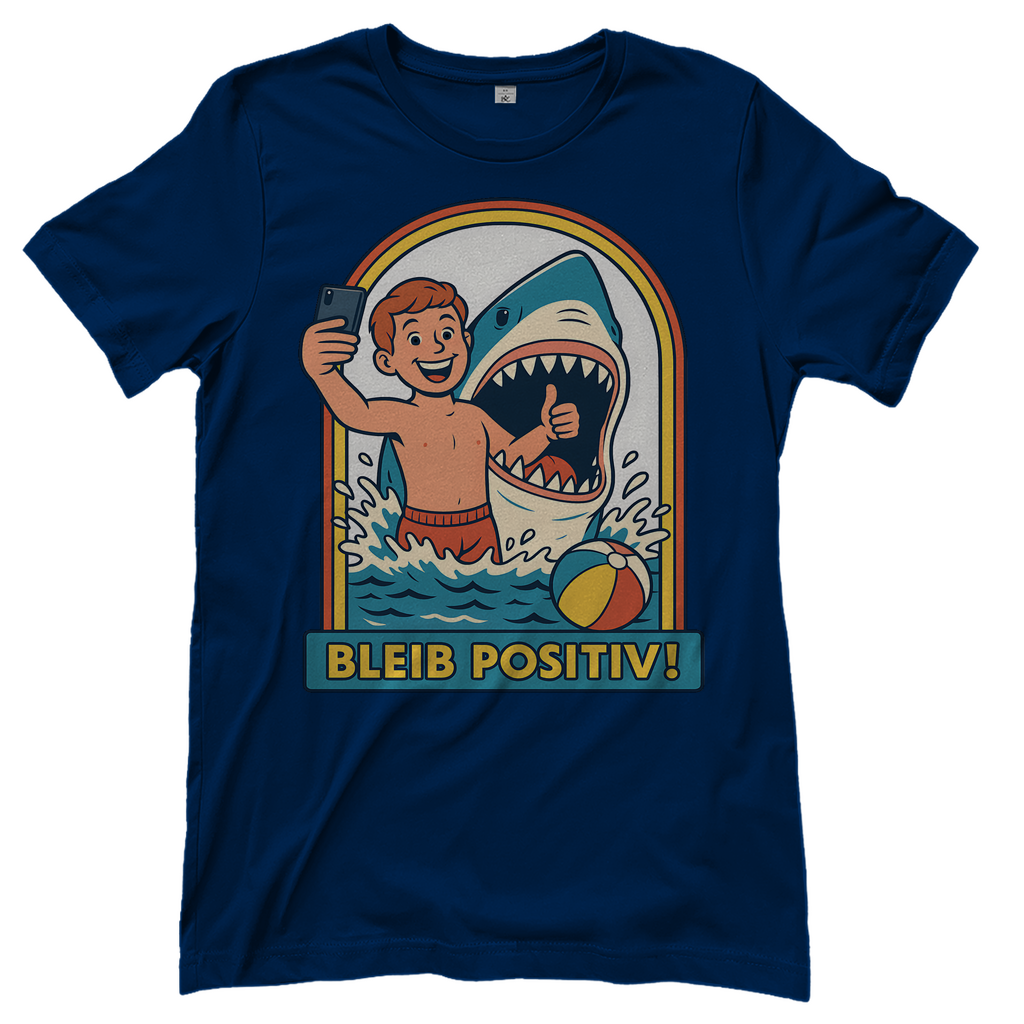 Bleib Positiv Hai Selfie Retro - Damen T-Shirt Navy
