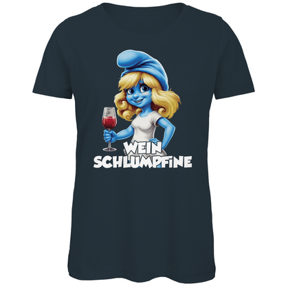 Wein Schlumpfine Grafik - Damen Premium Bio T-Shirt Dark Grey