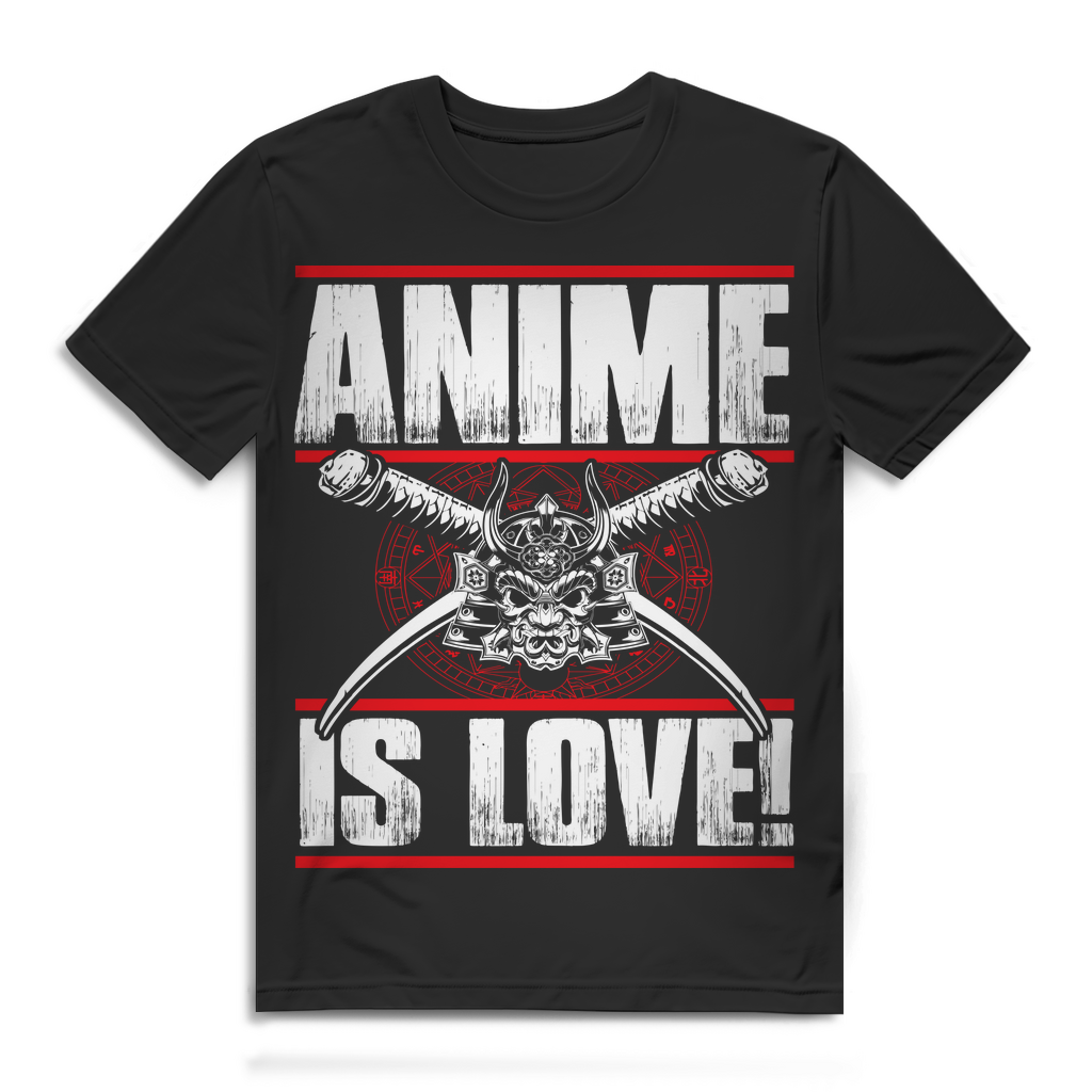 Anime is Love! Herren Premium Bio T‑Shirt Otaku Manga Fan Statement Mode Black