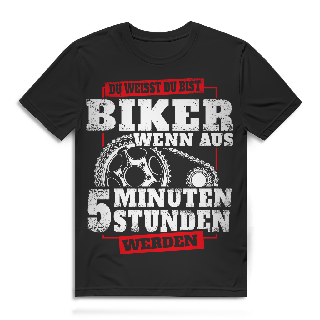 Mountainbike Funshirt Herren – Wenn 5 Minuten zu 5 Stunden werden – MTB Shirt Black