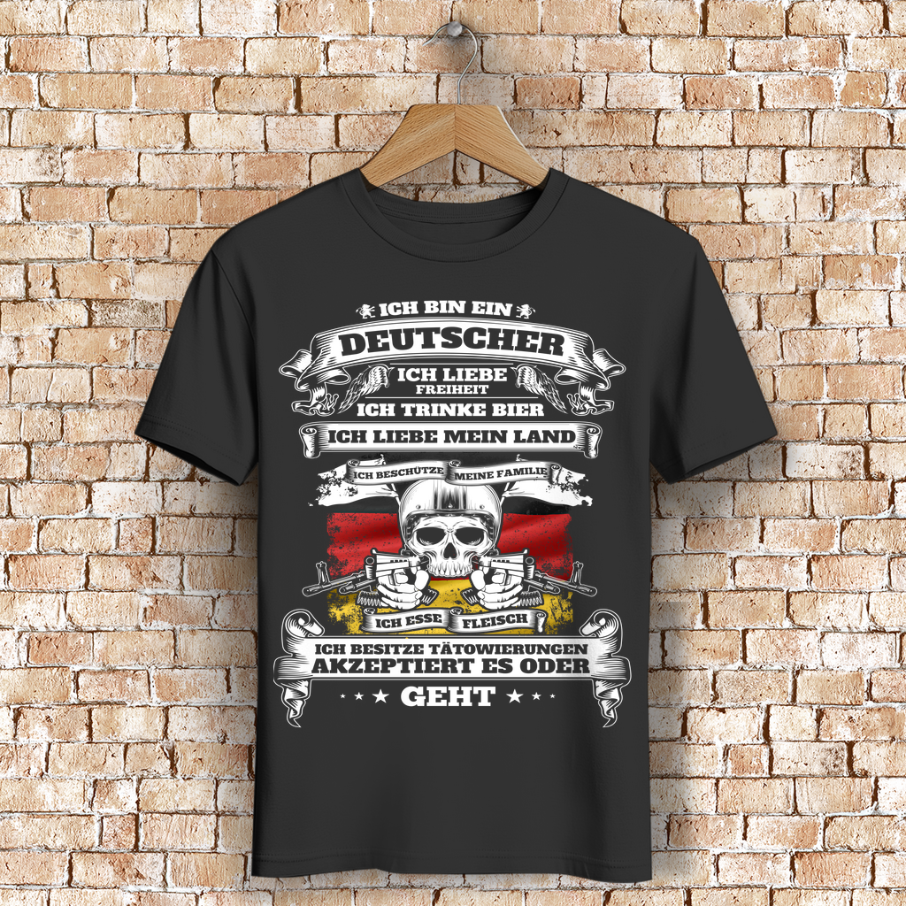 Stolzer Deutscher – Bier, Freiheit, Familie – Herren T-Shirt Patrioten Statement