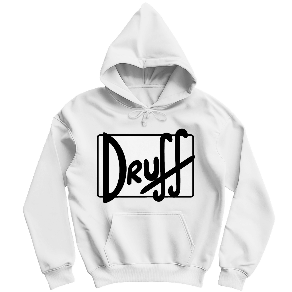Herren Hoodie druﬀ – Bold Retro Logo Design im Cartoon-Style Arctic White
