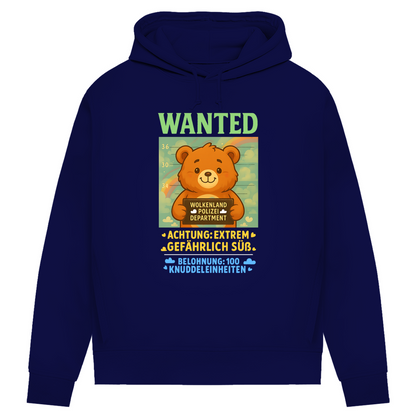 Damen Premium Bio Hoodie Wanted Glücksbärchi Wolkenland Extrem Gefährlich Süß Navy Blue