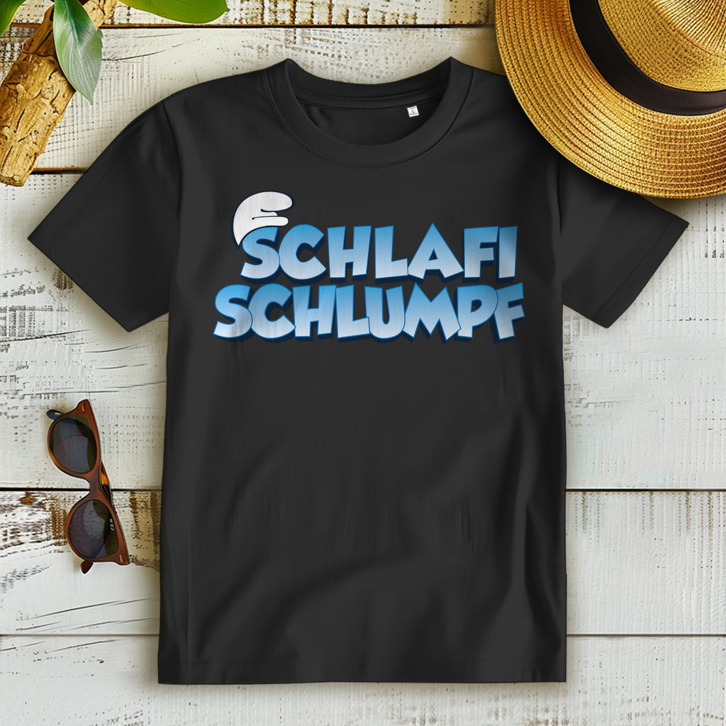 Lustiges Schlafshirt Damen – Schlafi Schlumpf Parodie für Müde &amp; Morgenmuffel Black