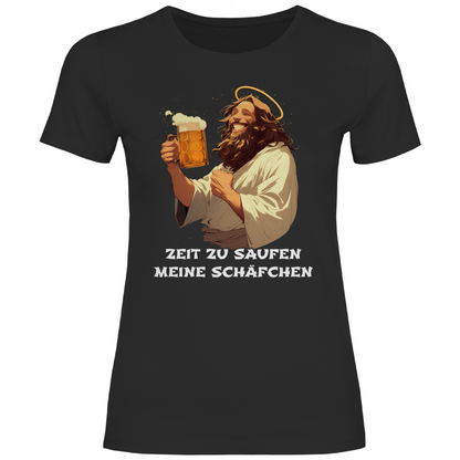 Zeit zu saufen meine Schäfchen - Damenshirt Black