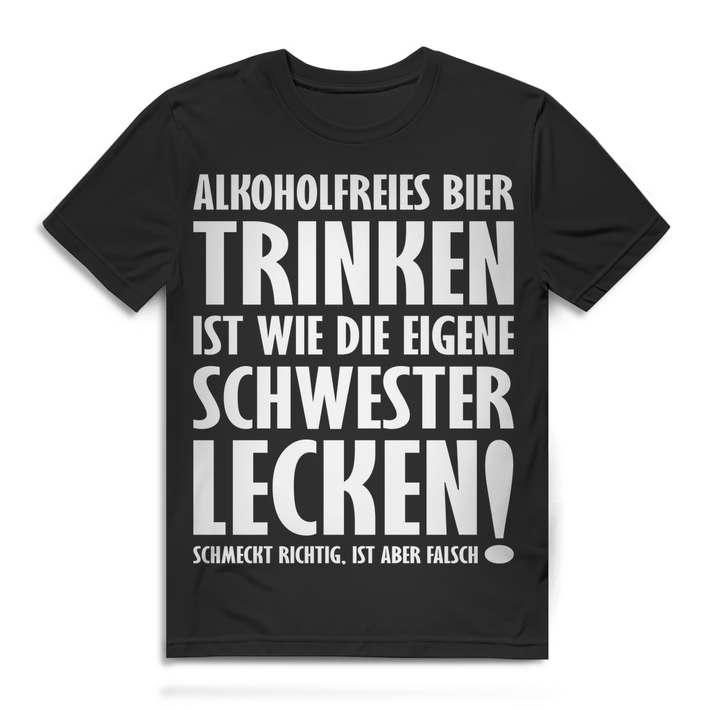 Herren T-Shirt Alkoholfreies Bier trinken Spruch Bio Baumwolle Black