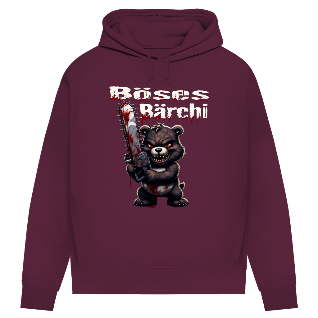 Böses Bärchi Kettensäge Damen Premium Bio Hoodie Burgundy