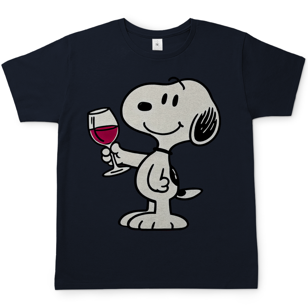 Snoopy mit Wein - Die Peanuts - Herren Shirt Navy