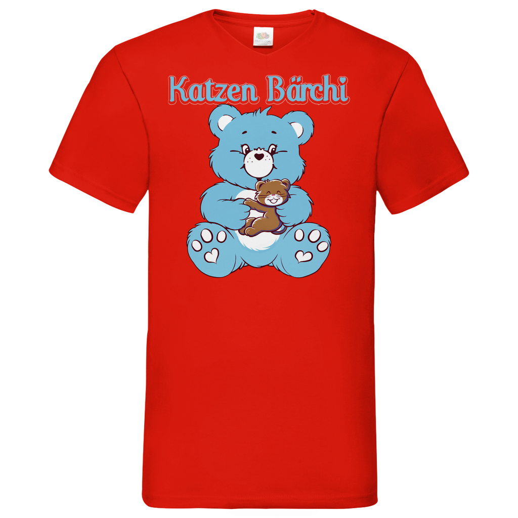 Katzen Bärchi - Glücksbärchi - Herren V-Neck Shirt Red