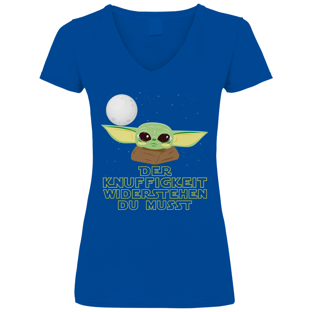 Knuffigkeit widerstehen - Baby Yoda Grogu - V-Neck Damenshirt