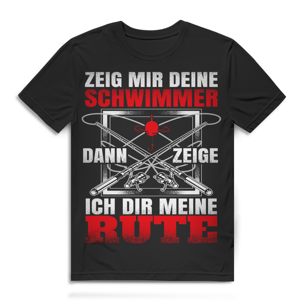 Herren T-Shirt Zeig mir deine Schwimmer dann zeige ich meine Rute Black