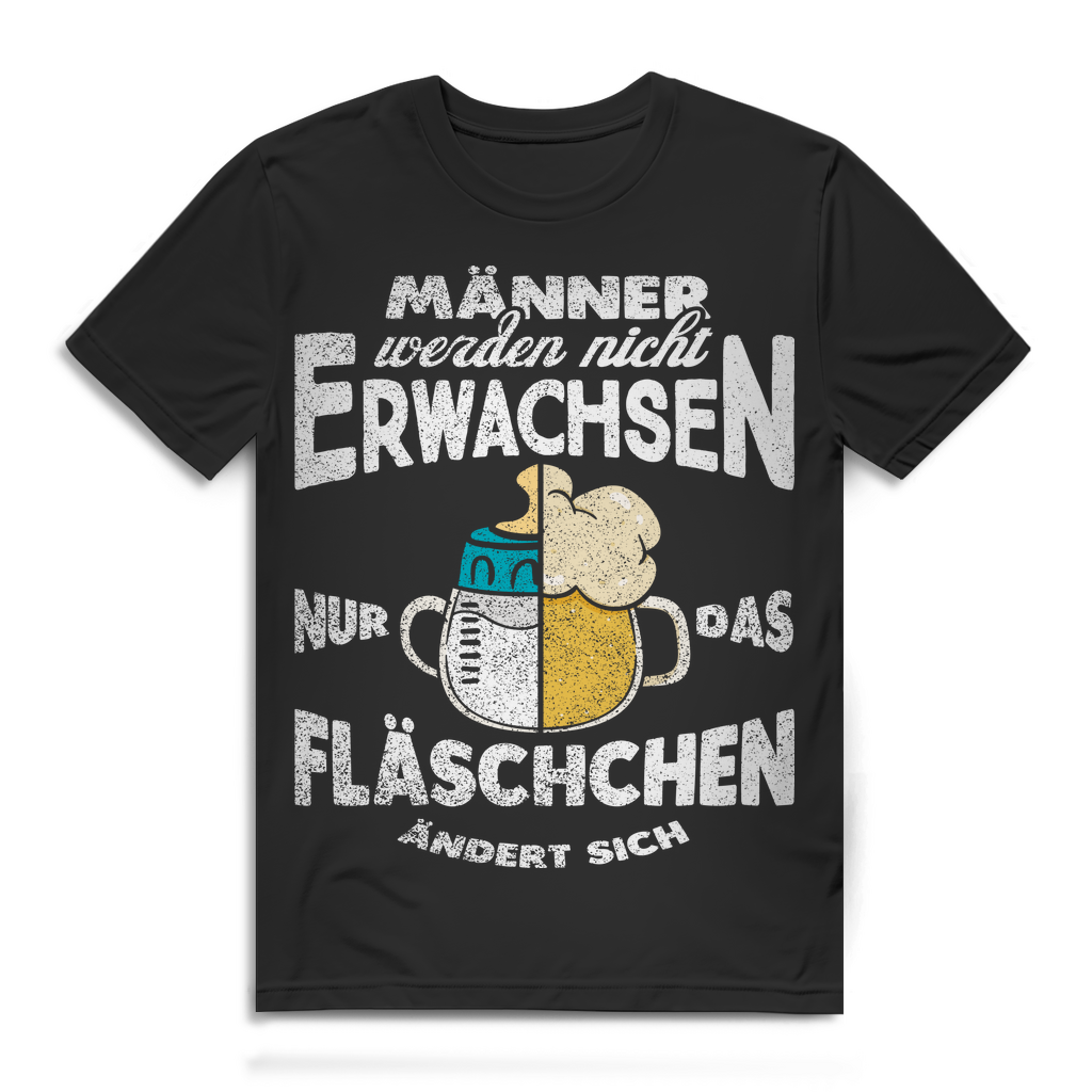 Männer werden nicht erwachsen – nur das Fläschchen ändert sich Bier T-Shirt Black