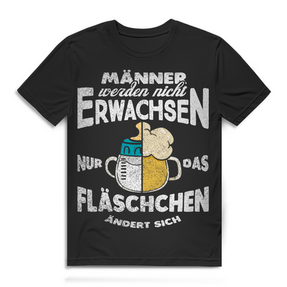 Männer werden nicht erwachsen – nur das Fläschchen ändert sich Bier T-Shirt Black