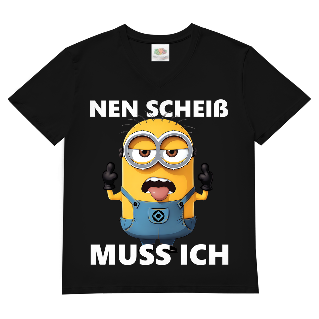 Herren V-Neck T-Shirt Nen Scheiß Muss Ich Minion